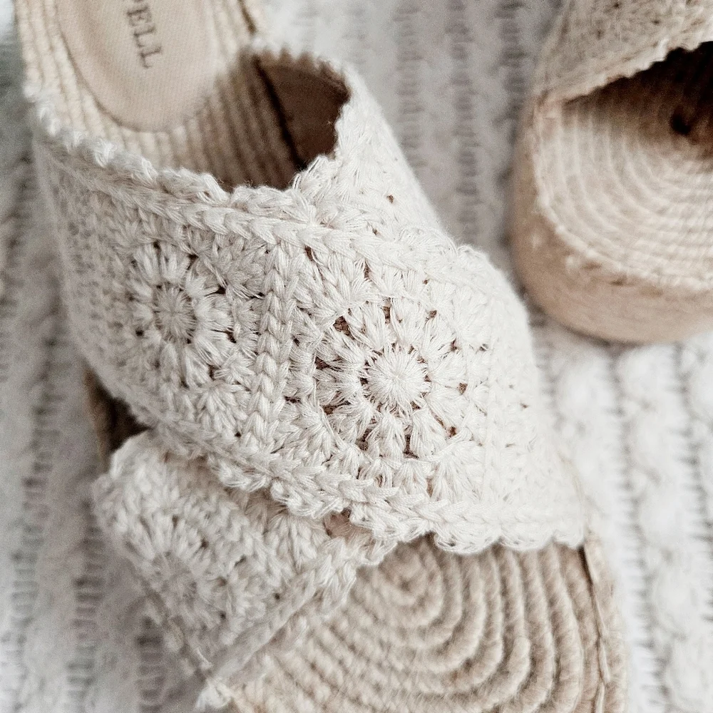 Spell Sun Chaser Crochet Espadrilles Platform Sandals Bisque 40 9 9.5 NEW RARE